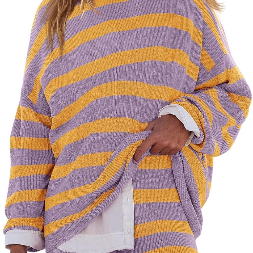 Striped Purple and Yellow Women's Sweater